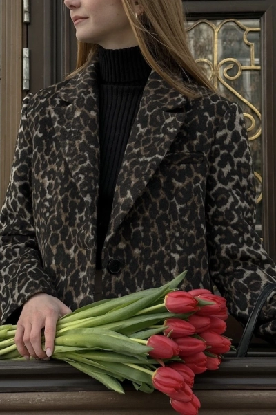 Пальто-жакет средней длины в леопардовый принт INSPIRE  купить онлайн