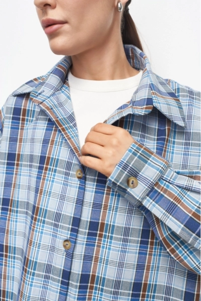 Рубашка cotton клетка Blue&Brown Erist store со скидкой  купить онлайн