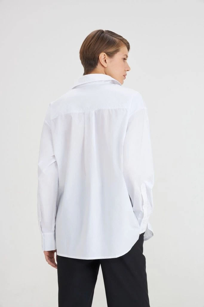 Рубашка удлиненная с карманом (белый) (M, белый)