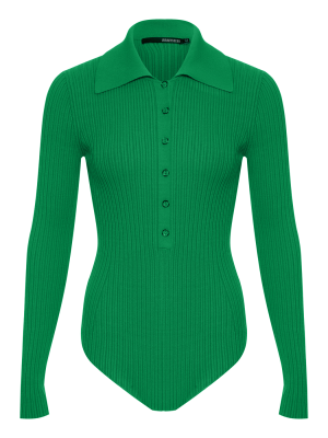 Трикотажное боди с длинным рукавом (зеленый) (42, зеленый)