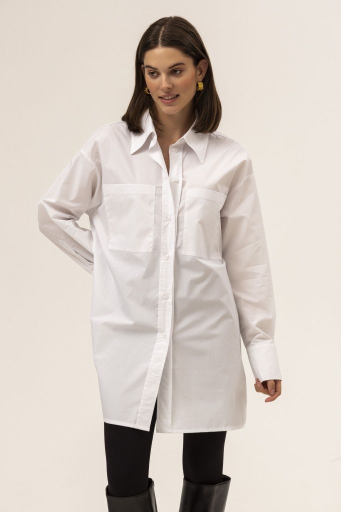 Рубашка удлиненная (белый) (L, белый)