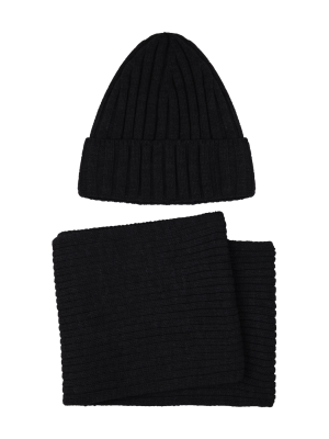 Набор: шапка и шарф (черный) (OS, черный)