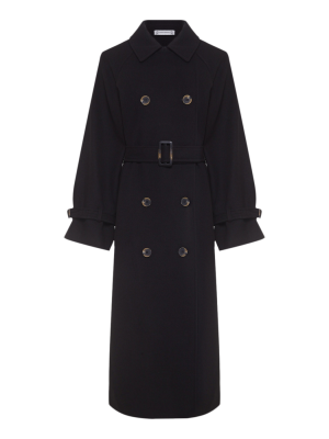 Пальто двубортное с рукавом реглан (черный) (XS, черный)