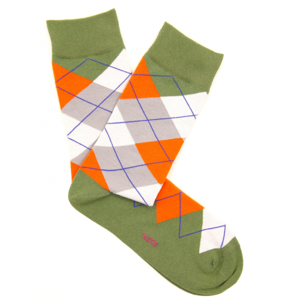 Носки ромбы Tezido, цвет: травяной/оранжевый Т2511,36-40 купить онлайн