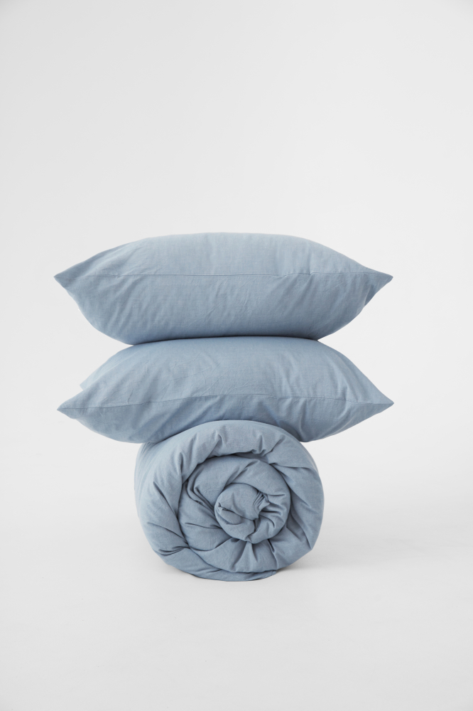 Комплект постельного белья Melange Blue-gray вареный хлопок MORФEUS 00-00002448 купить онлайн