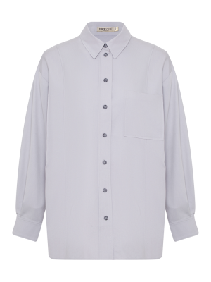 Рубашка с рельефами свободного кроя (светло-серый) (ONE SIZE, Светло-серый)