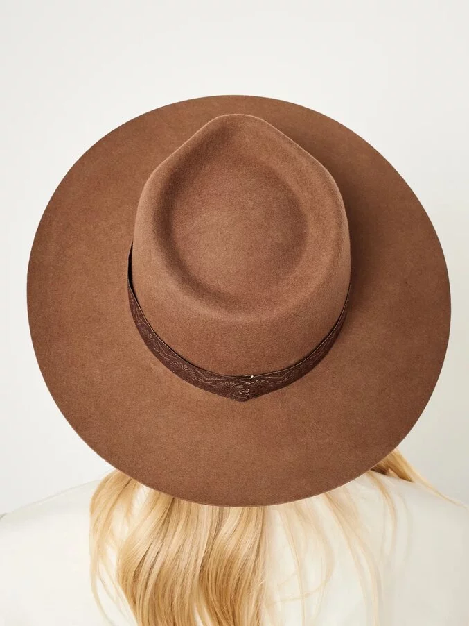Шляпа капля фетровая с лентой Canotier кап/ф8,5л цвет кофейный купить онлайн