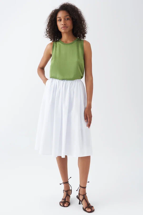 Юбка А-силуэта с защипами и карманами INSPIRE, цвет: белый  со скидкой купить онлайн