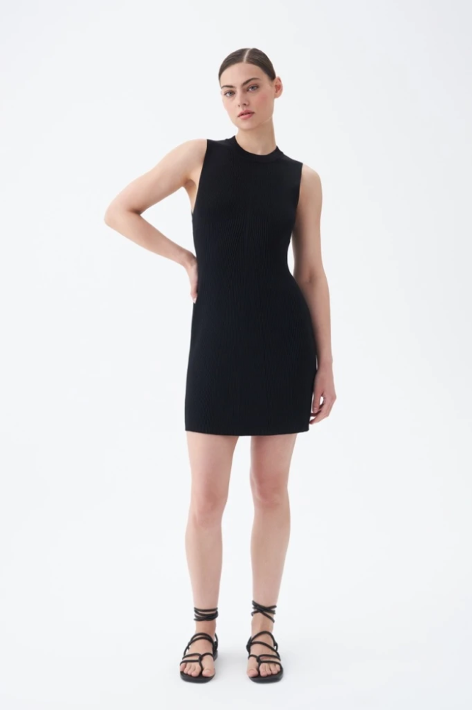 Платье-мини вязаное без рукавов INSPIRE, цвет: Чёрный,  купить онлайн