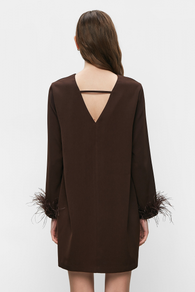 Платье с открытой спиной (Цвет: коричневый) (XS, коричневый)