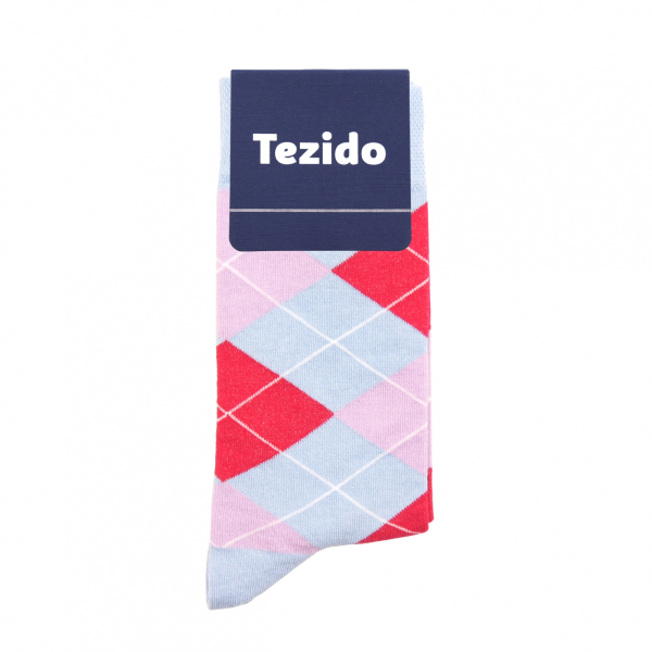 Носки ромбы Tezido, цвет: голубой/малиновый Т2510,36-40 купить онлайн