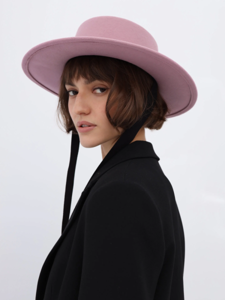Шляпа канотье фетровая с завязками Canotier Кф8з цвет розовый купить онлайн