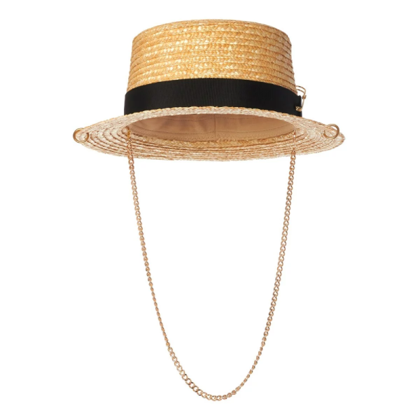 Шляпа канотье соломенная с лентой и фурнитурой Canotier Кс7л пцб цвет беж купить онлайн