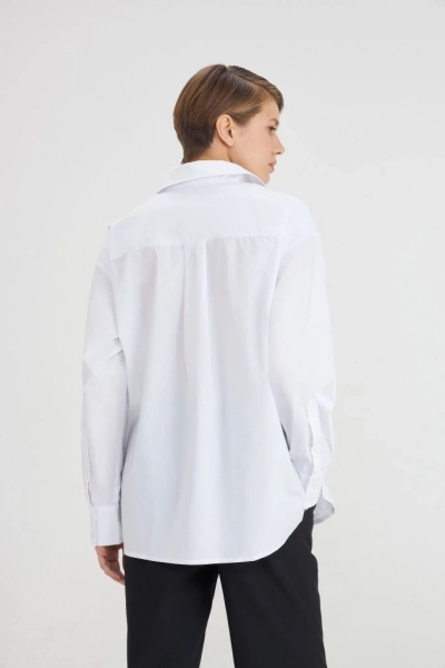 Рубашка удлиненная с карманом (белый) (XS, белый)