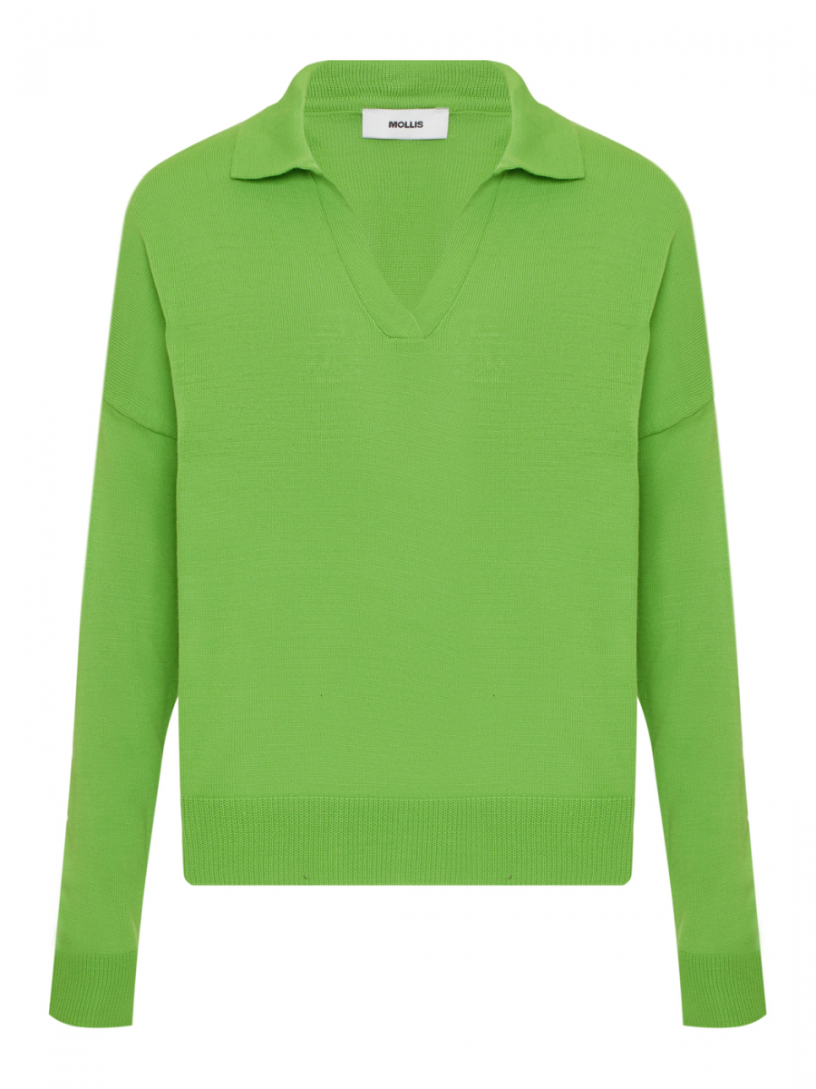 Джемпер с воротником поло (Цвет: зеленый) (OS, зеленый)