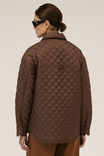Куртка-рубашка стеганая с поясом (шоколадный) (S, шоколадный)