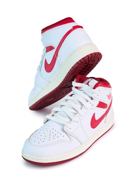 Кроссовки мужские Jordan 1 Mid "Dune Red" NKDADDYS SNEAKERS, цвет: белый FJ3458-160 купить онлайн