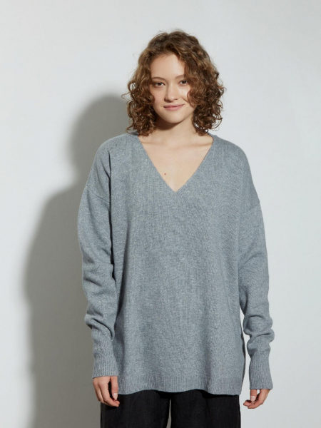 Пуловер из смесового кашемира (серый) (ONE SIZE, Серый)