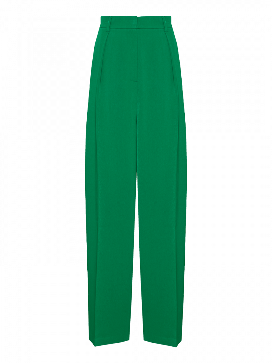 Брюки широкие (зеленый) (M, зеленый)