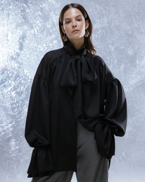 Блуза со съёмным шарфом и манжетами-воланами ÉCLATА  купить онлайн