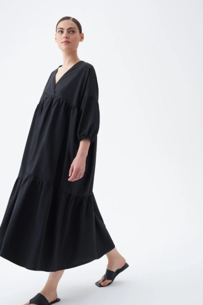Платье-миди ярусное с V-вырезом INSPIRE  купить онлайн