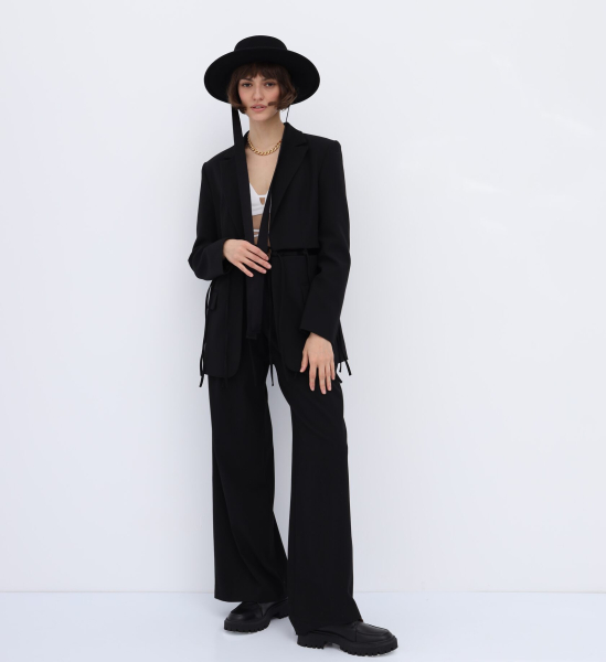 Шляпа канотье фетровая с завязками Canotier Кф8з цвет черный купить онлайн