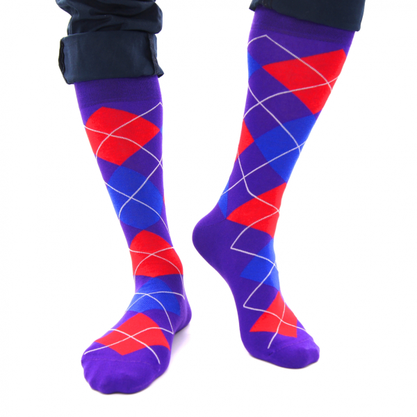 Носки ромбы Tezido, цвет: фиолетовый/красный Т2181 купить онлайн