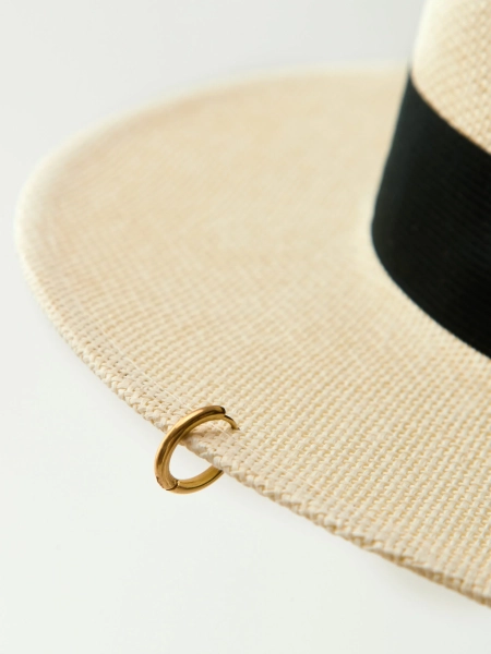 Шляпа федора соломенная с лентой, пирсингом и цепью Canotier фс7л пцб(з) молочн купить онлайн