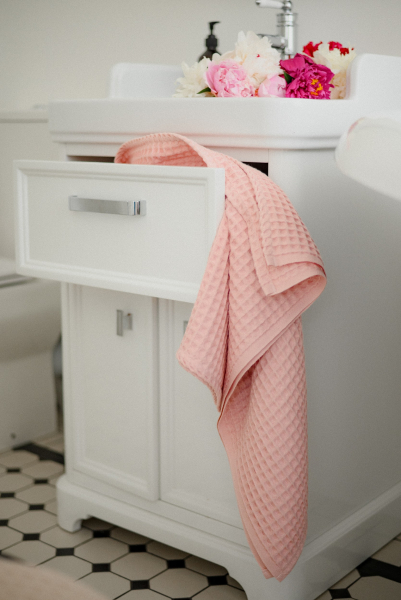 Большое вафельное полотенце "Розовый леденец" Towels  купить онлайн