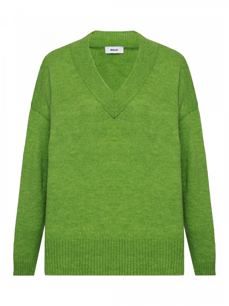 Джемпер с V-образным вырезом (зеленый) (ONE SIZE, зеленый)
