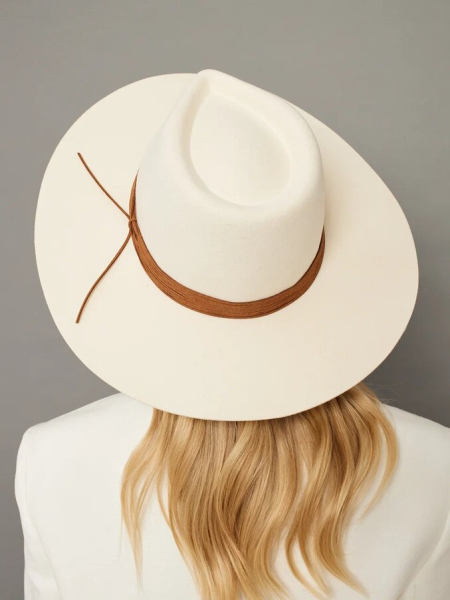 Шляпа капля фетровая с ремешком Canotier кап/ф9р цвет белый купить онлайн