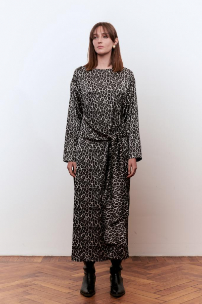 Платье из сатина с поясом LE SOIR  купить онлайн