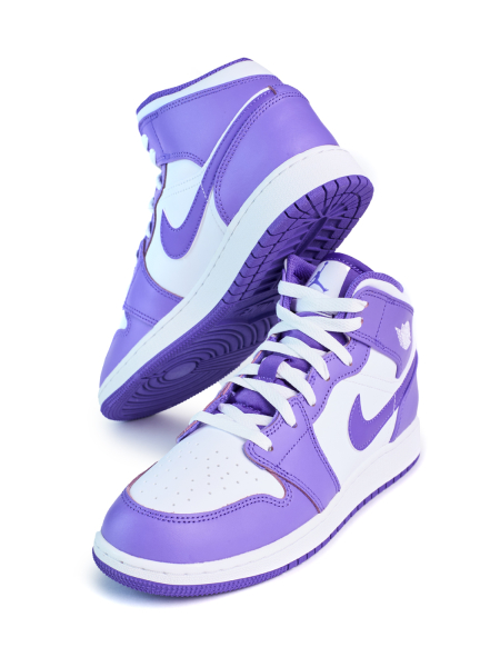 Кроссовки подростковые Jordan 1 Mid "Purple Venom" NKDADDYS SNEAKERS, цвет: фиолетовый DQ8423-511 купить онлайн