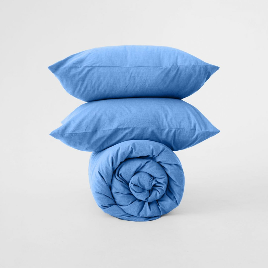 Комплект постельного белья Melange Smoky Blue MORФEUS со скидкой  купить онлайн