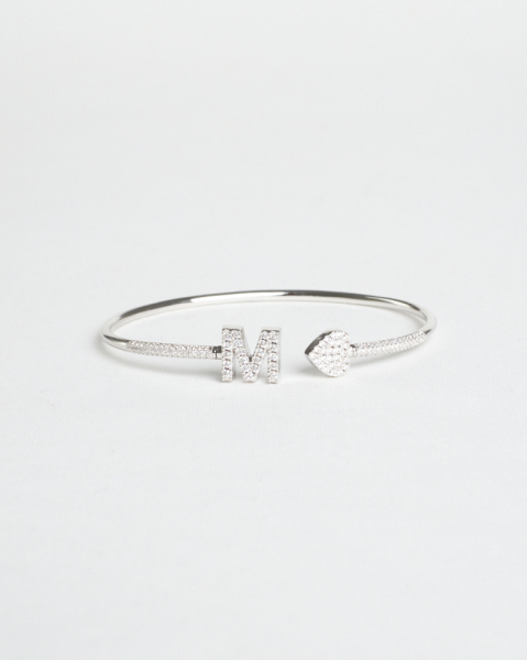 Браслет-манжета Diamond silver M ÁMOXY, цвет: Серебряный b0142 со скидкой купить онлайн