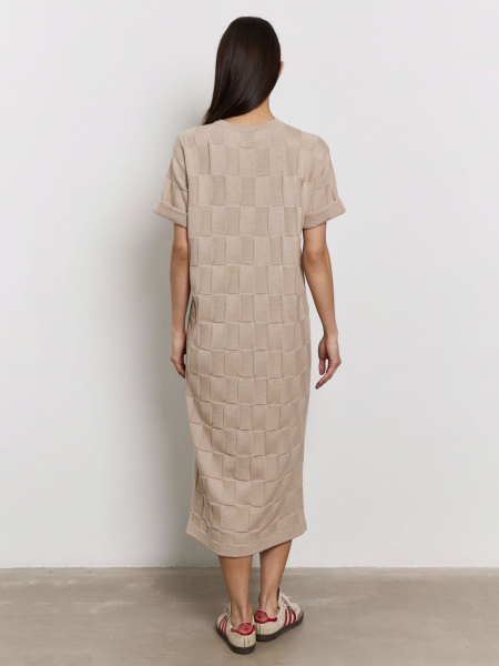 Платье с круглым вырезом из хлопка AroundClother&Knitwear 229_49CA29M купить онлайн