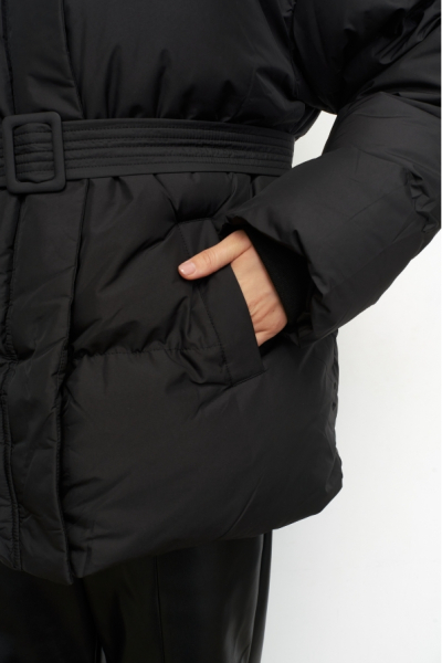 Куртка с поясом Black (черный) Erist store  купить онлайн