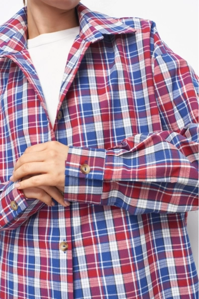 Рубашка cotton клетка Navy&Red Erist store со скидкой  купить онлайн