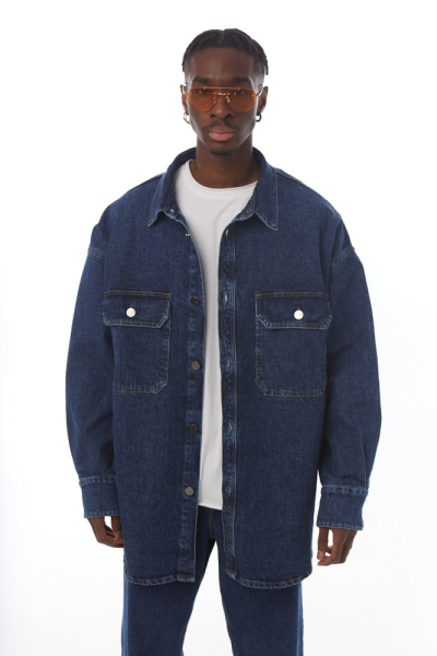 Рубашка джинсовая оверсайз мужская MR by MERÉ, цвет: blue jsh/M01/b со скидкой купить онлайн