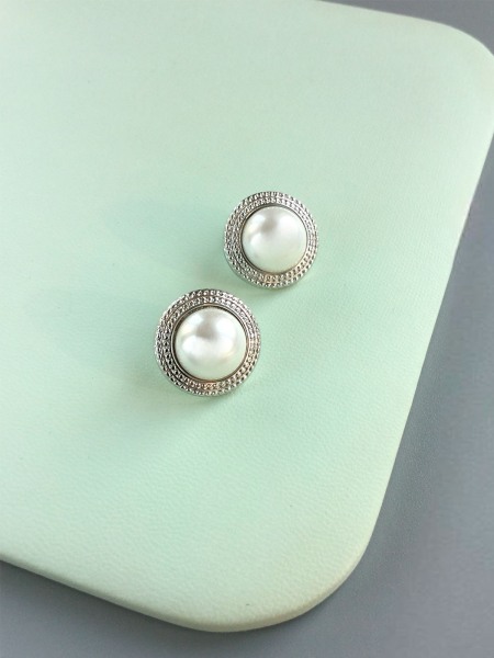 Серьги "Button" Tata Shop, цвет: серебро М112 |новая коллекция купить онлайн