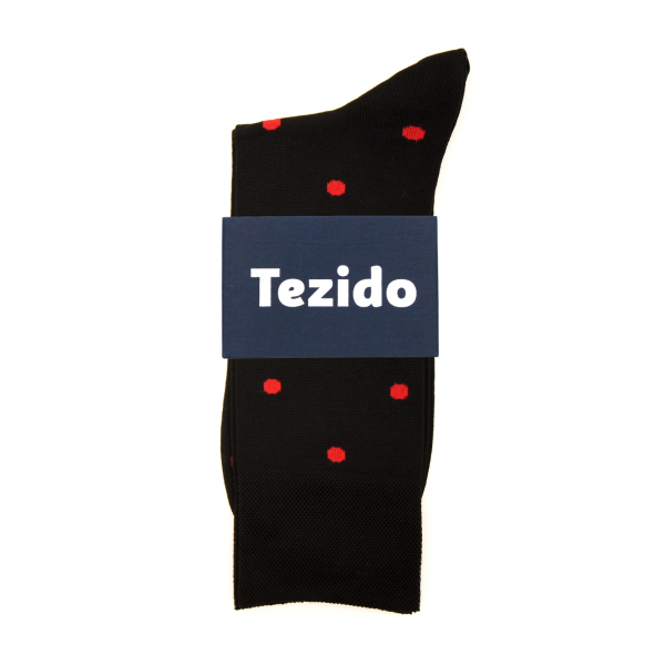 Носки Luxury Mercerized Cotton Dots Tezido, цвет: черный/алый т1005,44-46 купить онлайн