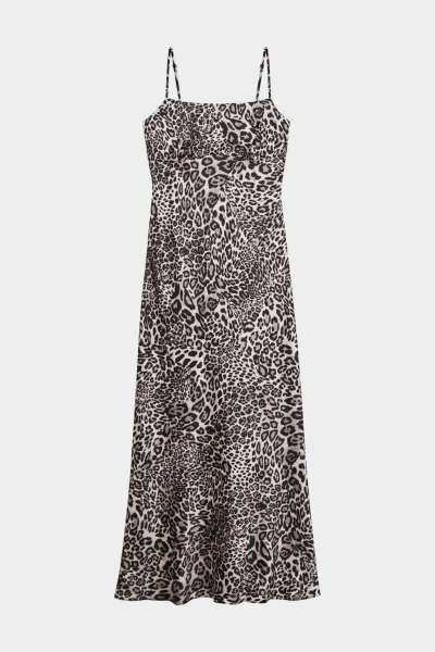 Платье-комбинация с леопардовым принтом