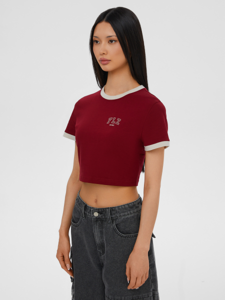 Кроп-футболка Crop FLZ FEELZ, цвет: Бордовый, W03FS10-50 купить онлайн