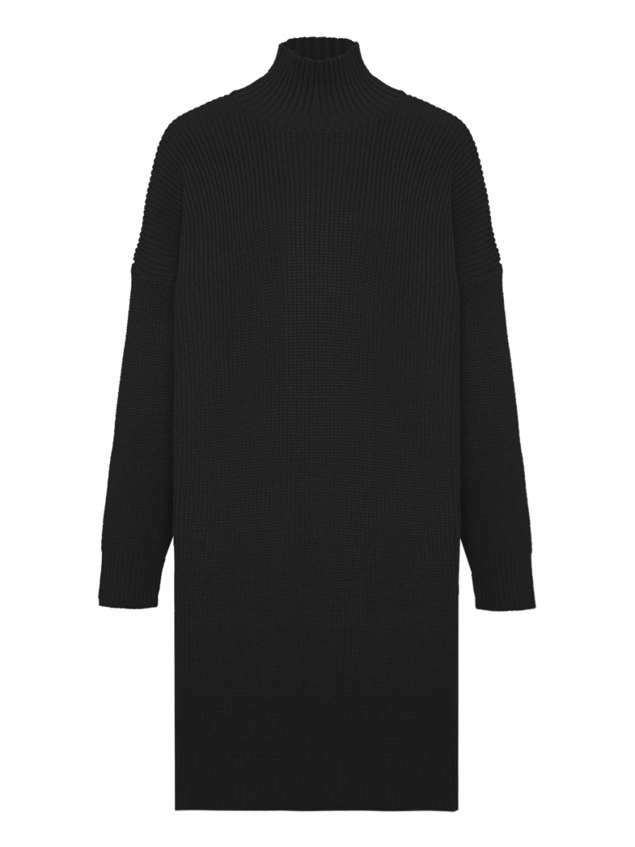Платье-водолазка объемная (черный) (OS, черный)