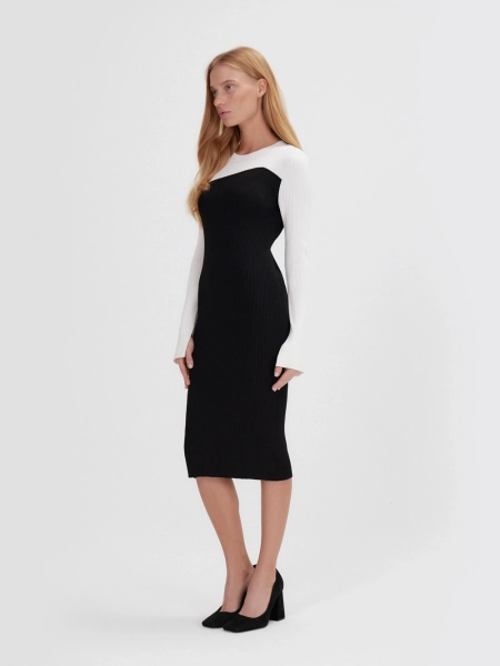 Платье трикотажное контрастное SOLO·U  купить онлайн