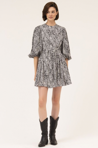 Платье-мини с объемными рукавами и поясом INSPIRE  купить онлайн