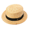 Шляпа канотье соломенная с лентой и фурнитурой