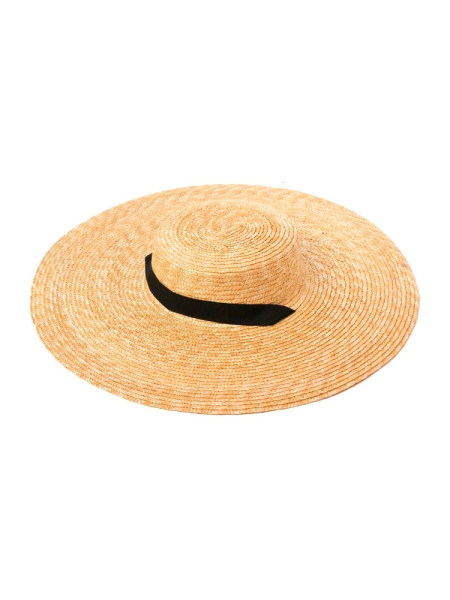Шляпа канотье соломенная с лентой Canotier Кс15з(ч) цвет бежевый купить онлайн