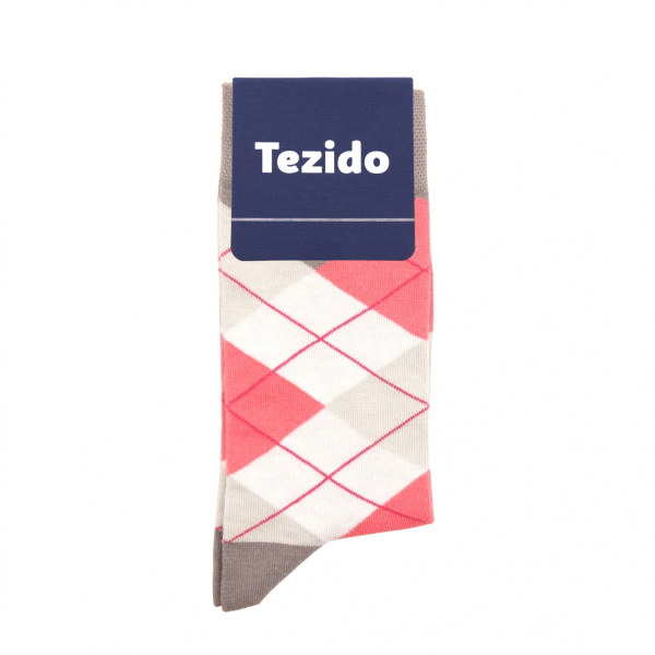 Носки Tezido ромбы Tezido, цвет: серый/коралловый Т2509 купить онлайн