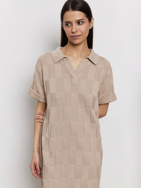 Платье с вырезом поло из хлопка AroundClother&Knitwear 229_50CA29M купить онлайн